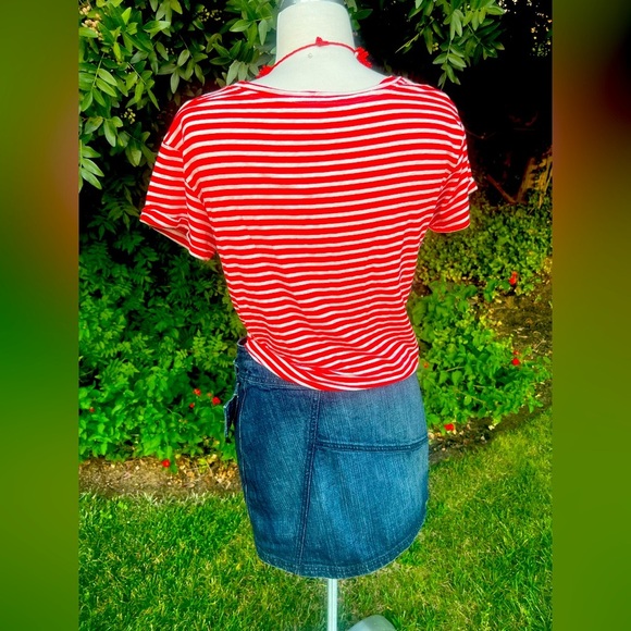 Majestic Filatures Red and White Striped Short Sleeve Tee - Picture 3 of 6